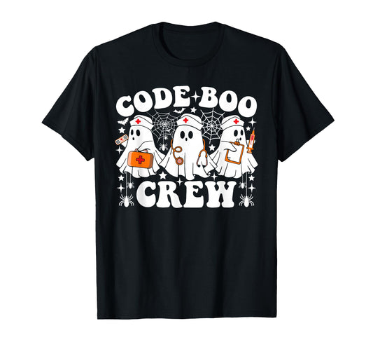 Code Boo Crew Nurse Funny Ghost Halloween Nurse T-Shirt