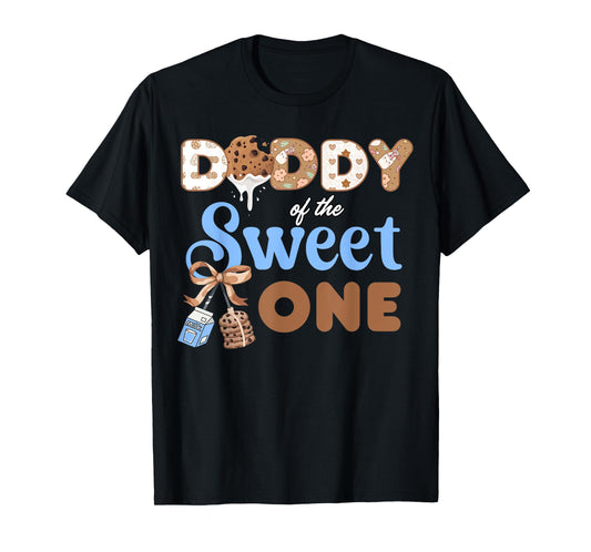 Daddy Of the Sweet One Cookies and Milk 1st Birthday T-Shirt