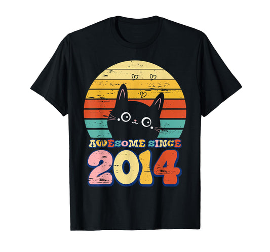 Awesome Since 2014 Tee Cat For Girl Boy Its My 11th Birthday T-Shirt