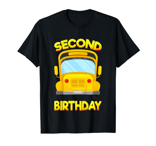 Kids 2 Years Old Kids 2nd Birthday Second School Bus Birthday T-Shirt