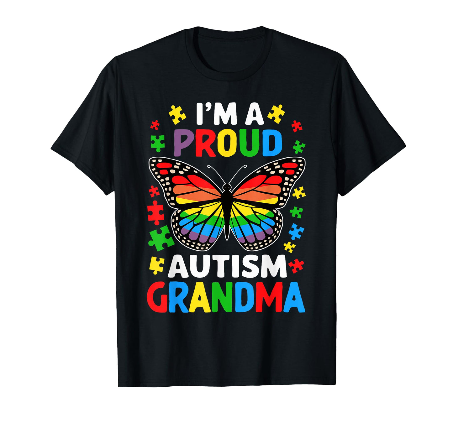 Im A Proud Autism Grandma Awareness Puzzle Piece T-Shirt