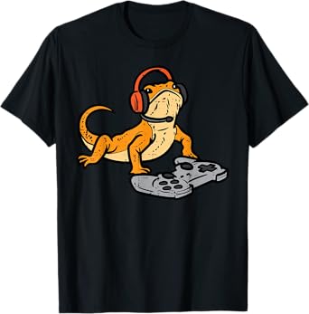 Bearded Dragon Video Gaming Funny Gamer Animal Men Boys Kids T-Shirt