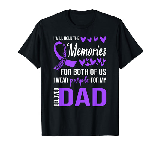 Alzheimer's Awareness Shirt Purple Ribbon Memories for Dad T-Shirt