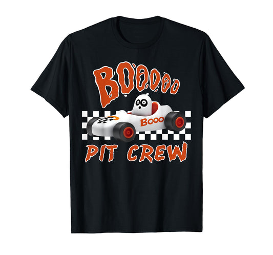 Boo Ghost Pit Crew Racing Halloween Matching Race Car Party T-Shirt