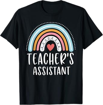 Teacher's Assistant Funny Rainbow Heart T-Shirt for Men Women