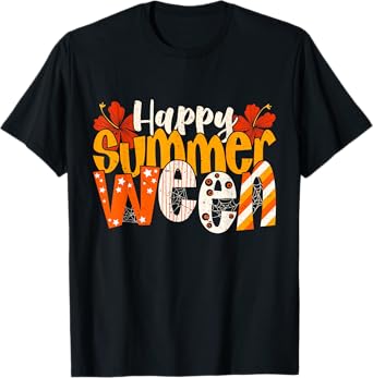 Happy Summerween Floral Cute Halloween in Summer T-Shirt