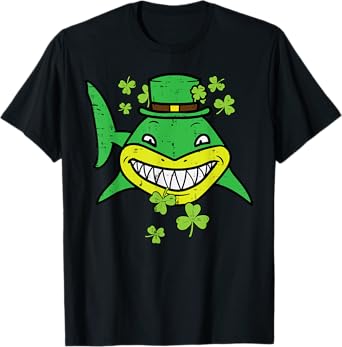 St Patricks Day Shark Saint Paddys Pattys Irish Men Boys Kid T-Shirt