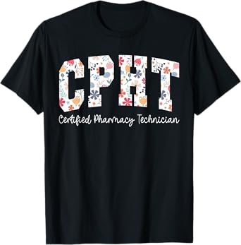 Retro Floral CPHT Certified Pharmacy Technician Pharmacist T-Shirt