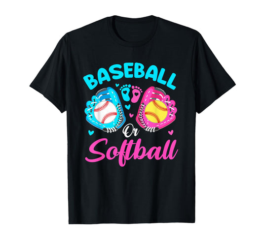 Baseball Or Softball Pink Or Blue Gender Reveal Party T-Shirt