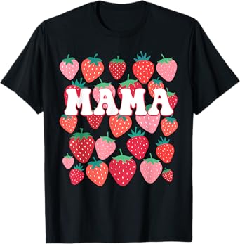 Mama Berry Groovy Strawberry Birthday Family Matching T-Shirt