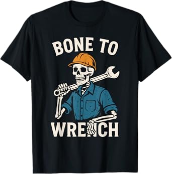 Skeleton Wrench Bone Men Graphic Halloween Costume Kids T-Shirt