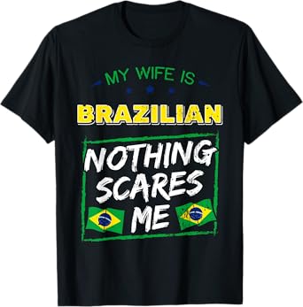 My Wife Is Brazilian Brazil Heritage Roots Flag Pride Short Sleeve T-Shirt