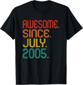 Awesome Since July 2005 Anniversary 2005 Vintage Birthday T-Shirt