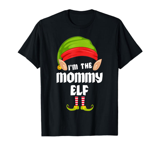 Funny Mommy Elf Matching Family Group PJ Christmas T-Shirt