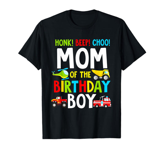 Mom Of The Birthday Boy Shirt Transportation Trucks 2nd T-Shirt