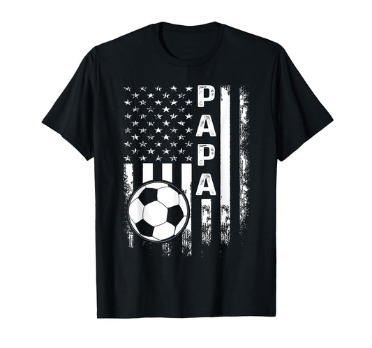 Soccer Papa American Flag Vintage Christmas Xmas Women Kids Men T-Shirt