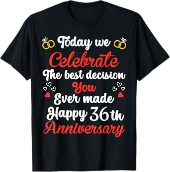 36 Years Anniversary Marriage Couples 36th Year of Marriage T-Shirt
