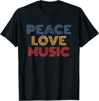Peace Love Music retro 70s vintage distressed T-Shirt