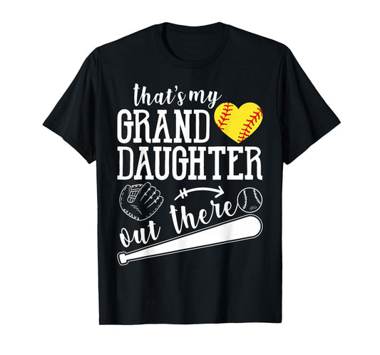 That's My Granddaughter Out There Softball Heart Support T-Shirt