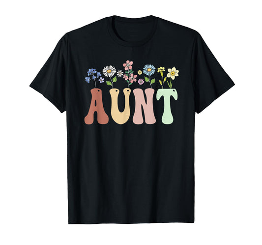 Aunt Gifts Women Wildflower Floral Design Aunt T-Shirt