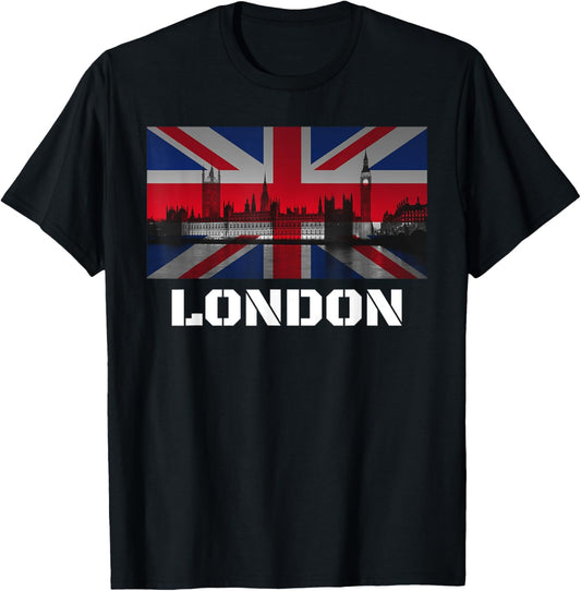 Souvenir London T-shirt City Vintage UK Flag British Tee T-Shirt