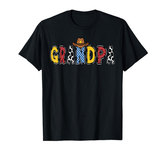 Cowboy Grandpa Western Rodeo Theme Kids Birthday Party T-Shirt