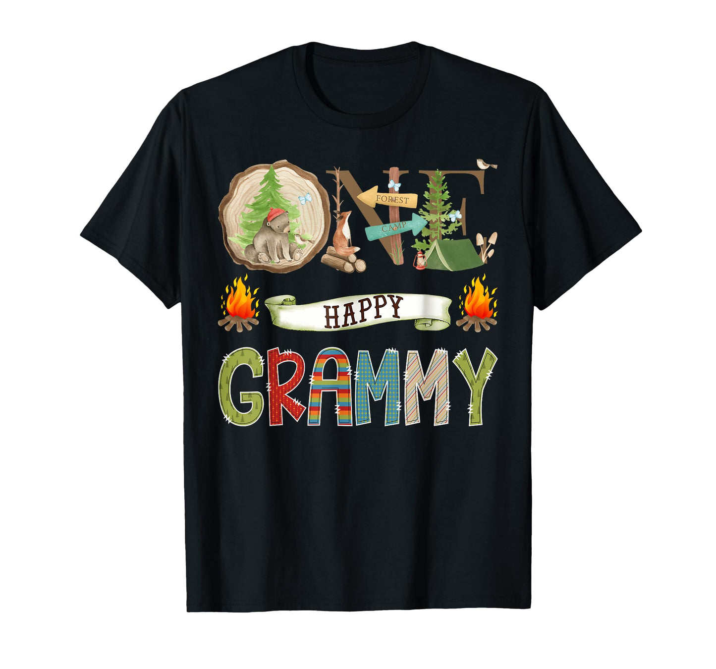 One Happy Grammy Camper 1St Birthday Camping Bear T-Shirt