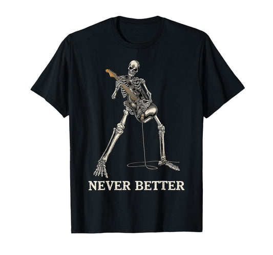 Skeleton Playing Guitar Music Gifts for Men Women Rock Band T-Shirt