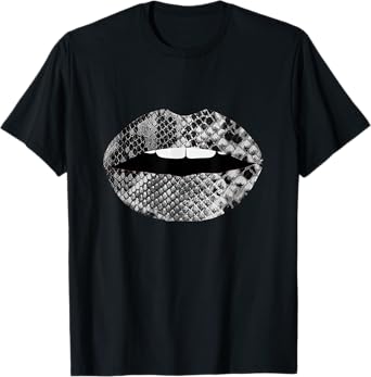 Snakeskin Lips Snakes Print Kiss Mouth T-Shirt