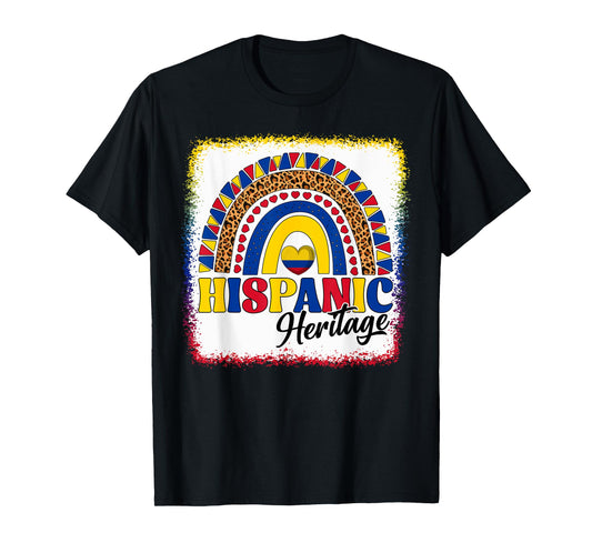 Colombia Hispanic Heritage Month Colombian Flag Boho Rainbow T-Shirt