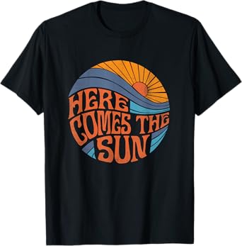 Here Comes the Sun Vintage Retro Sixties Surf Summer Beach T-Shirt for Men Women