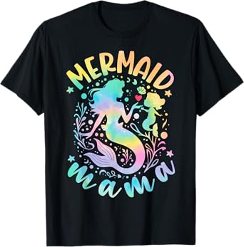 Cute Sea Mermaid Mom Mother’s Day Tie Dye Mermaid Mama T-Shirt
