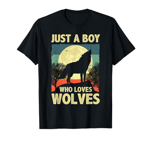 Cool Wolf Art For Boys Kids Men Howling Wolves Wolf Lovers T-Shirt