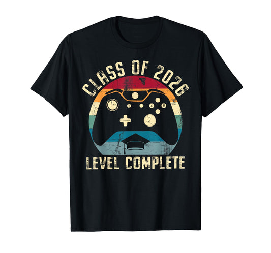 Class Of 2026 Level Complete Video Gamer Senior Graduation T-Shirt