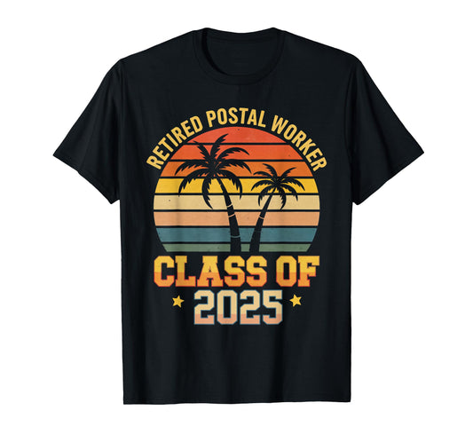 Vintage Retired Postal Worker Class of 2025 Funny Retirement T-Shirt