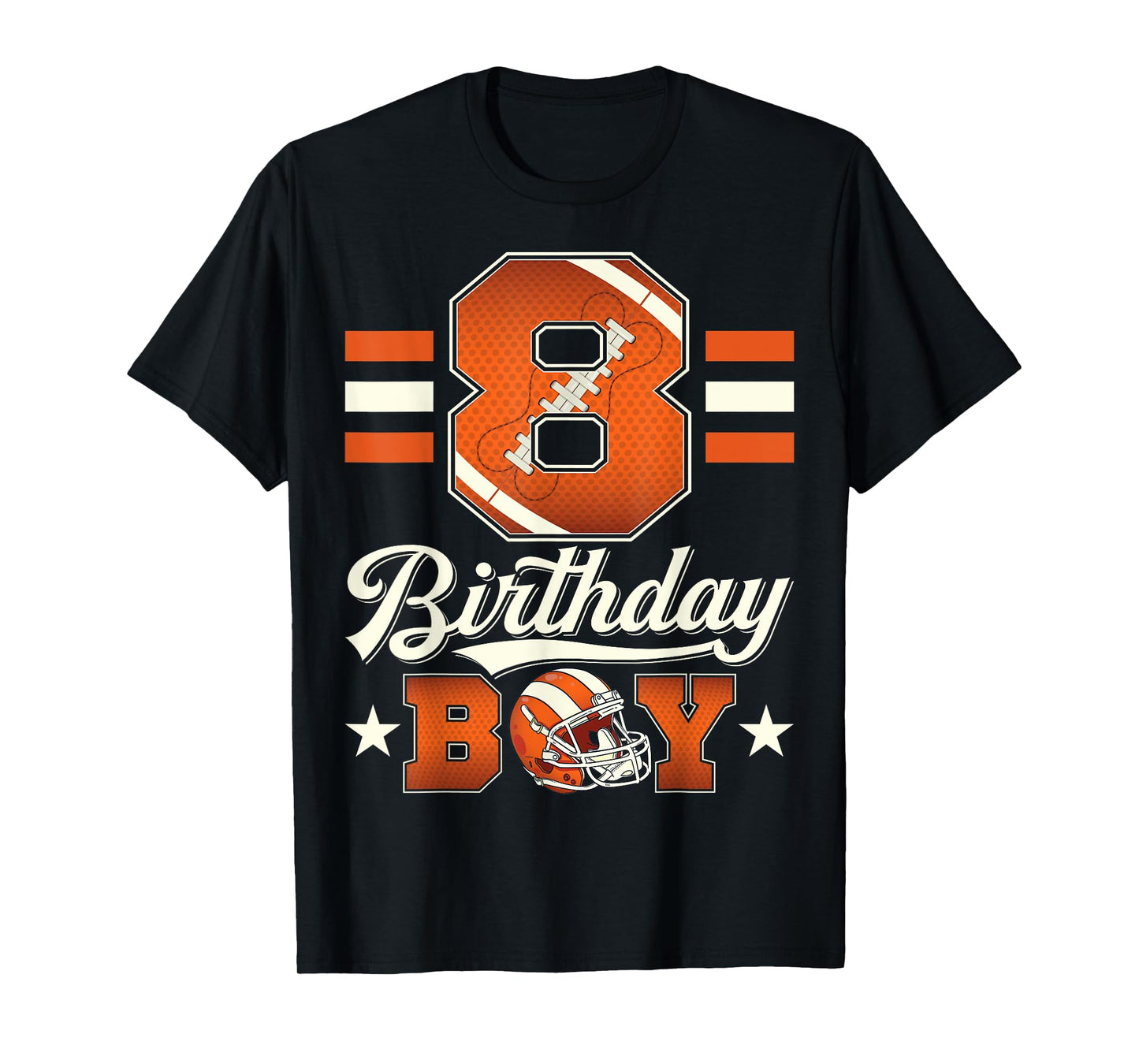 Eight 8th Birthday Boy Football 8 Year Old Sports Party T-Shirt
