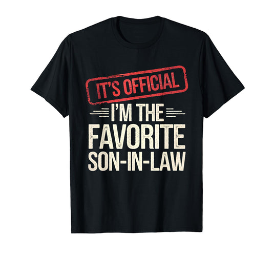 Funny Family Tees Vintage It's Official I'm The Favorite Son-In-Law Unisex-Adults T-Shirt