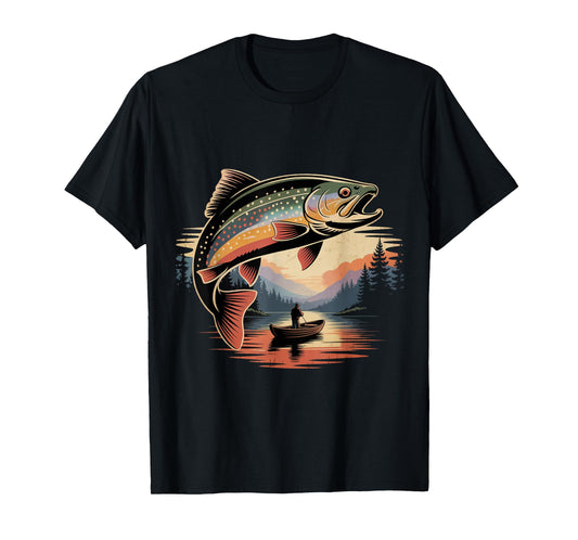 Book Tourt Fishing Rainbow Trout Fly Fishing Dad Mens Fish T-Shirt