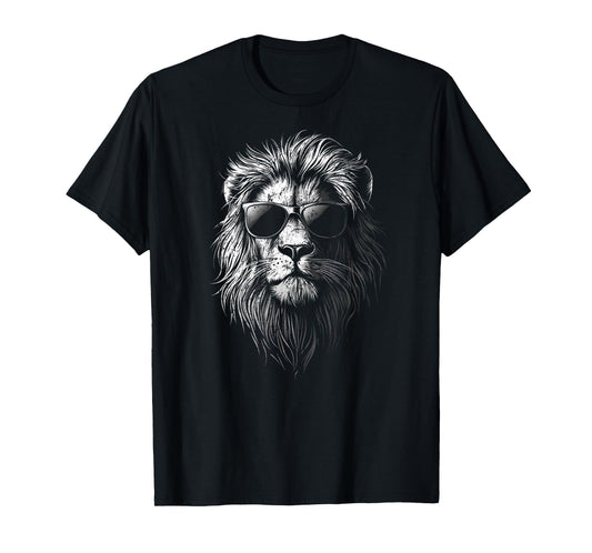 Lion Wearing Sunglasses – Fun Graphic Tee for All Ages T-Shirt