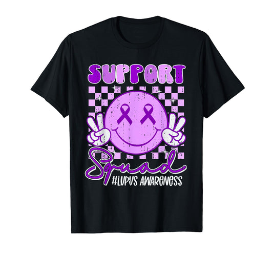 Support Squad Lupus Awareness Warrior Fighter Purple Ribbon T-Shirt