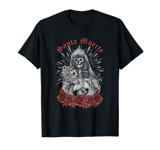 Santa Muerte Mexican Female Deity Dead Sugar Skull Satanic T-Shirt