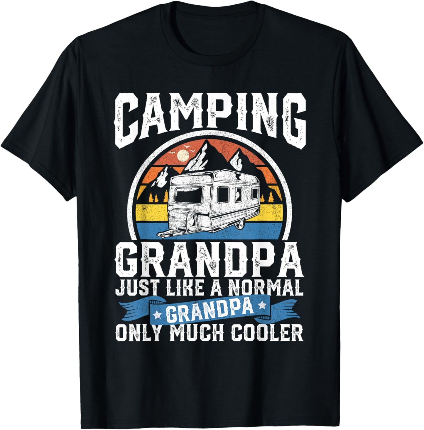 Camping Grandpa Funny Camper RV Retro Papa Outdoors Gift T-Shirt