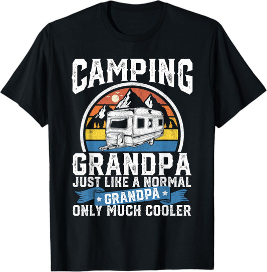 Camping Grandpa Funny Camper RV Retro Papa Outdoors Gift T-Shirt