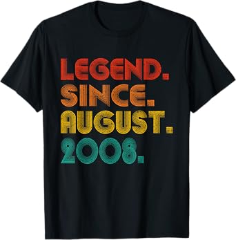 Legend Since August 2008 Birth Of Birthday 2008 Idea Vintage T-Shirt