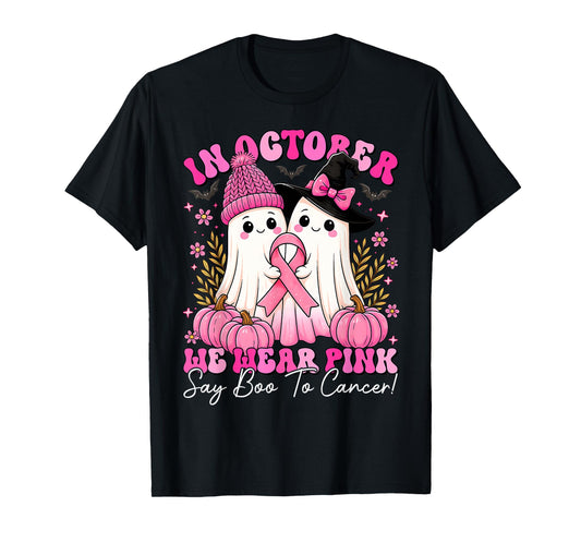 Breast Cancer Women Halloween in October We Wear Pink T-Shirt
