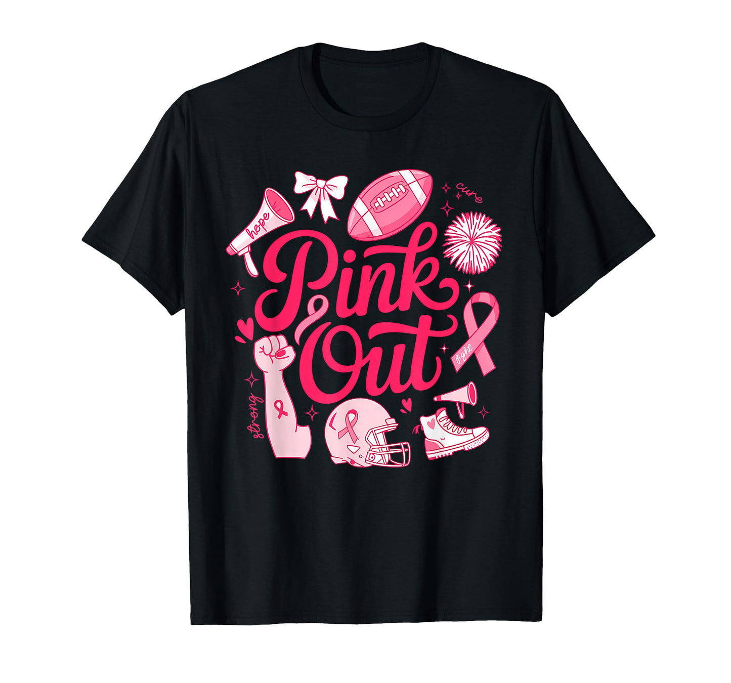 Pink Out Shirt Men Boy Kids Football Breast Cancer Awareness T-Shirt
