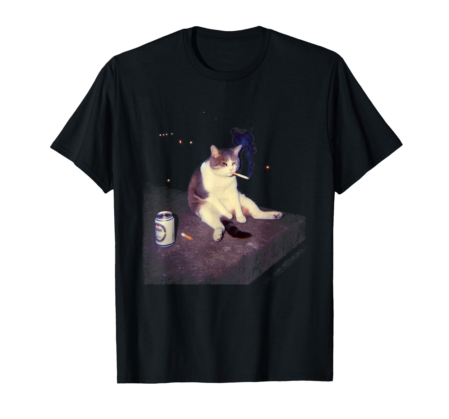 Funny Smoking Cat Meme Cat Lover Cigarette Kitty Men Women T-Shirt