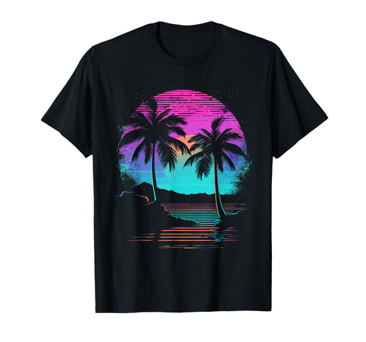Retro Vintage Sunset Palm Tree T-Shirt