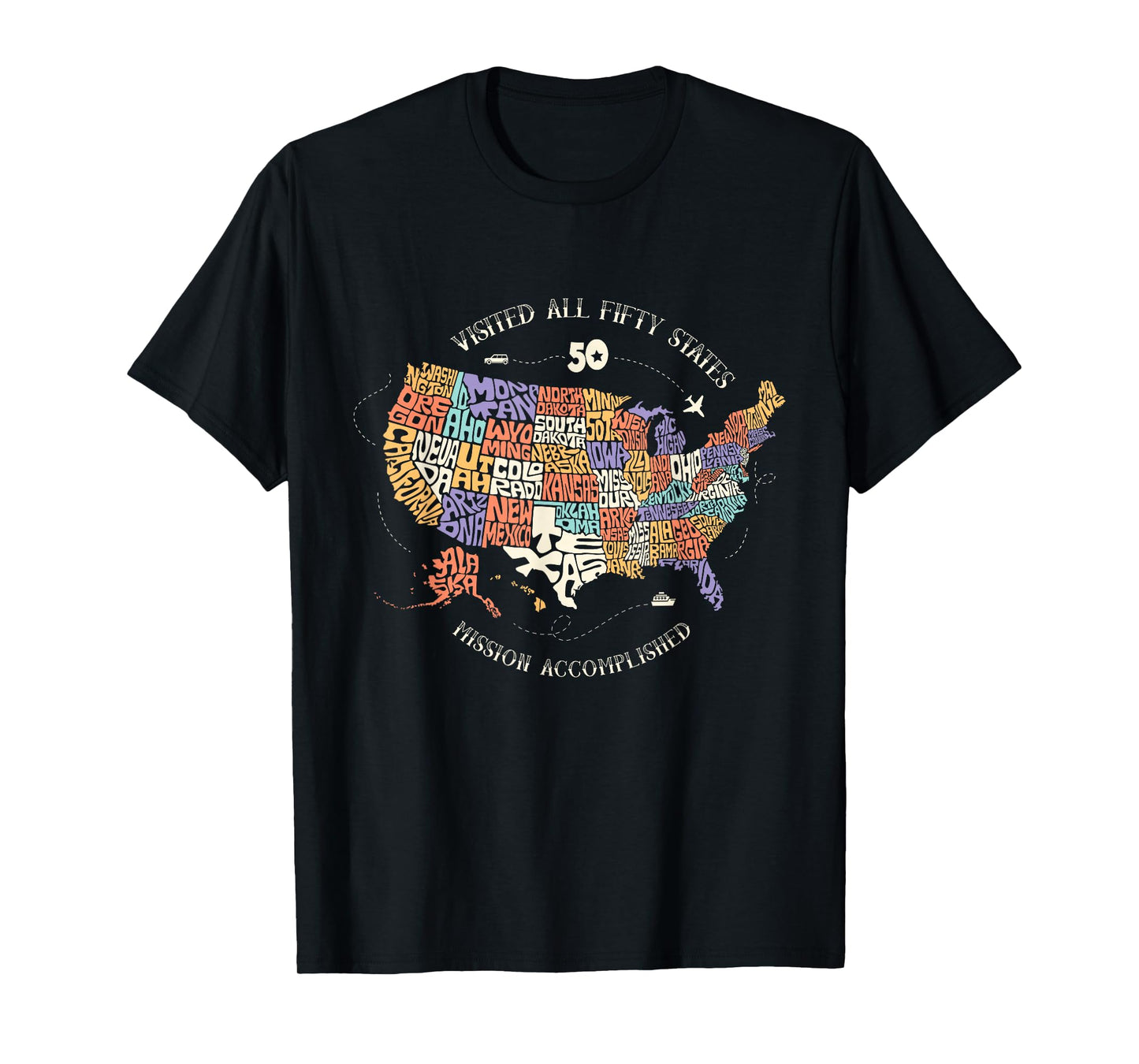Visited All Fifty States USA all 50 states map T-Shirt