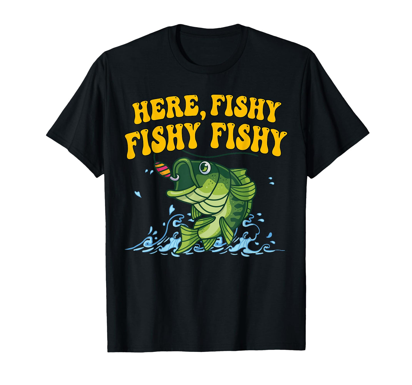 Kids Here-Fishy Fishing Boy Youth Toddler Bass Fish Graphic T-Shirt